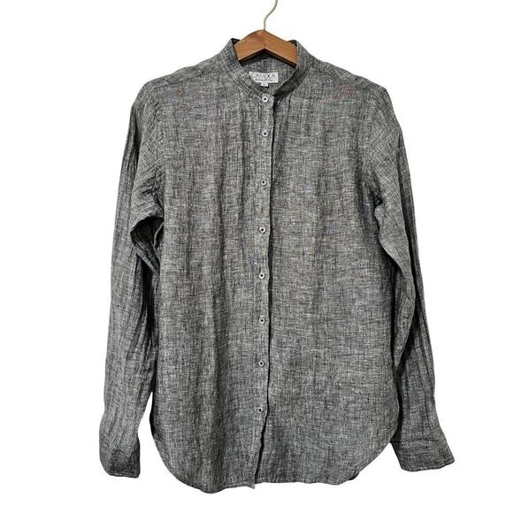Camixa Women's Linen Button Front Top Size L Gray Beachy Coastal Grandmother - Picture 1 of 6